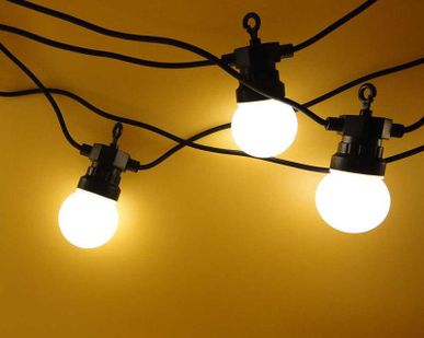 фото Гирлянда уличная "Лофт" 20 матов. ламп х 5LED влагостойкая IP44 провод черн. каучук Neon-Night 331-356