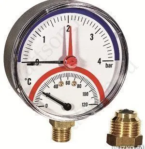 фото Watts, Термоманометр С Нижн. Подк. Tmra 1/2" 120 С, 10 Бар