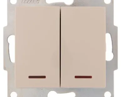 фото Механизм выключателя 2-кл. 1п СП Karina 10А IP20 с подсветкой крем. LEZARD 707-0388-112