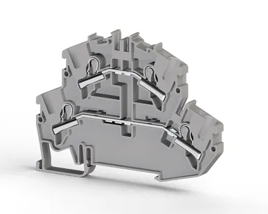 фото Klemsan Клеммник 2-х ярусный пружинный быстрозажимной (Push in), 4 мм.кв. (серый); PYK4-2F