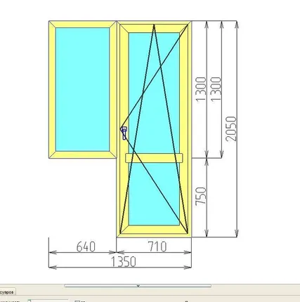Фото №0 Балконный блок малый 1350х2050 золотой дуб