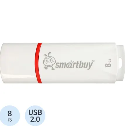 Фото №0 Флеш-память Smartbuy Crown, 8Gb, USB 2.0, бел, SB8GBCRW-W