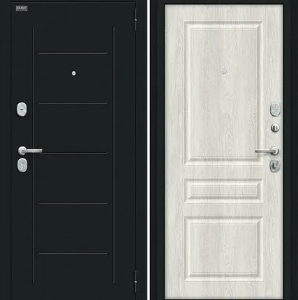 Фото №0 Входная дверь Пик Букле черное-Касабланка