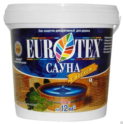 Фото №0 Лак защитный для дерева "Евротекс-Сауна" ведро 0,9 кг
