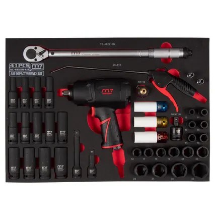Фото №6 Набор пневмоинструмента 1/2 quot; с принадлежностями, ложемент, 41 предмет MIGHTY SEVEN NC-4255QA