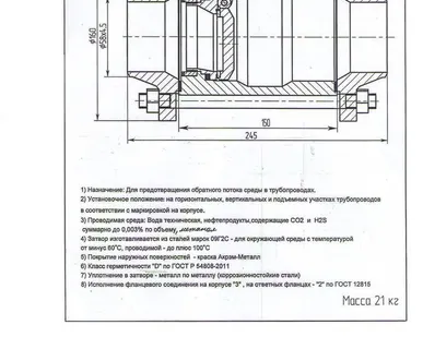 фото Затвор обратный поворотный Ду50 Ру25 (КУ-50х25-лсМ)