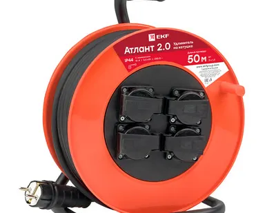 фото Удлинитель на катушке "Атлант 2.0" 4 гнезда 50м с заз...