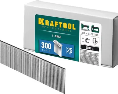 фото KRAFTOOL тип 18GA (47/300/F) 25 мм, 5000 шт, гвозди для нейлера (31785-25)