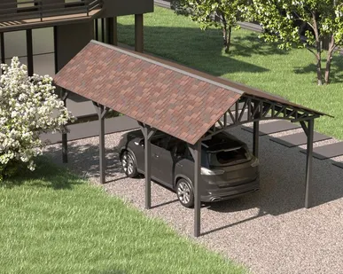 фото Двускатный навес №20 из гибкой черепицы 3,5х6,25 м