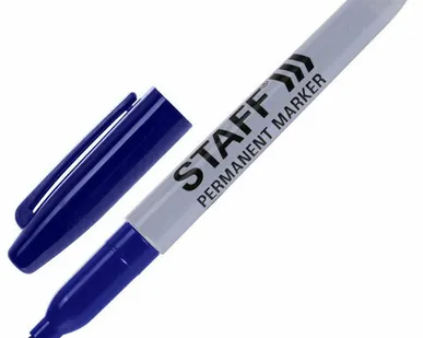 фото Маркер перм. (STAFF) "EVERYDAY", СИНИЙ, эргономичный корпус, круглый наконечник, 2 мм, 151234