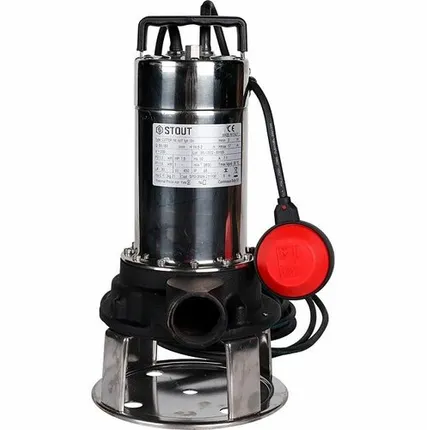Фото №0 Насос дренажный STOUT с режущим механизмом и поплавком, корпус-чугун, кабель 10 м, 230V, Q=150 л/мин, H= 17 м