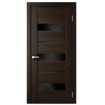 Фото №0 Дверь межкомнатная 200 (La Stella) черное стекло, экошпон, Дуб Мокко 2000х800мм