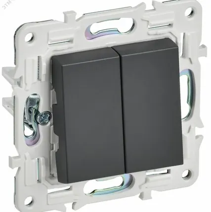 Фото №0 SKANDY Выключатель 2-клавишный 10А SK-V04T титан IEK