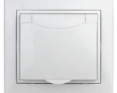 фото Розетка СП Plano 2P+E Schuko 1Э-207-01 16А-250В с защ. шторками с крышкой бел. Intro Б0038832