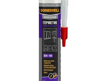 фото Герметик д/пистолета силиконовый DoneWell бесцветный универсальный 260мл