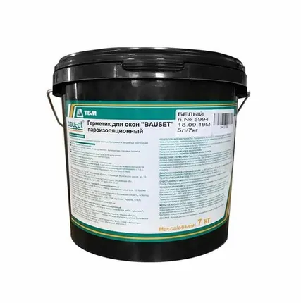 Фото №0 Герметик для окон BAUSET B пароизоляционный для внутренних работ (7кг), черное ведро