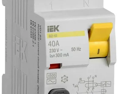 фото Выключатель дифференциального тока (УЗО) 2п 40А 300мА тип AC ВД1-63 IEK MDV10-2-040-300