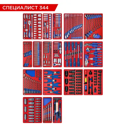 Фото №9 Набор инструментов 344 предмета, quot;СПЕЦИАЛИСТ 344 quot;, для тележки, 18 ложементов МАСТАК 5-00344