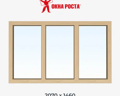 фото Деревянное окно лиственница сращенная 3-створчатое глухое 1460х2070мм