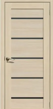 Фото №0 Дверь межкомнатная 206 (La Stella) черное стекло, экошпон, Ясень Латте 2000х800мм