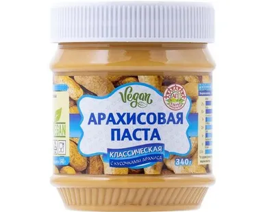 фото Паста арахисовая Классическая с кусочками арахиса Азбука продуктов 340г