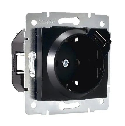 Фото №0 Механизм розетки 1-м СП KARINA 16А с з/к + USB разъем черн. бархат LEZARD 707-4288-181