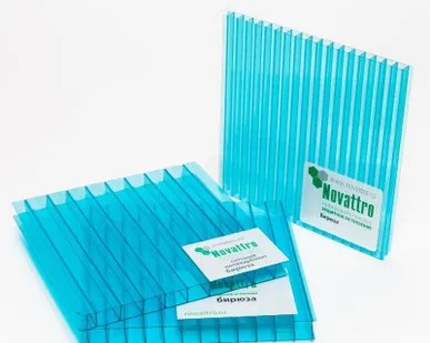 фото Поликарбонат 2100х12000х10мм (бирюза) Новаттро 1,6кг/м2