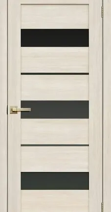 Фото №0 Дверь межкомнатная 200 (La Stella) черное стекло, экошпон, Ясень снежный 2000х700мм