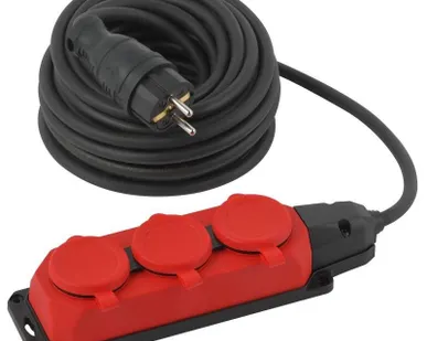 фото Удлинитель силовой UK-3e-3x1.5-10m-IP44(KG) с заземлением 3 розетки каучук 10м КГ 3х1.5кв.мм IP44 Эра Б0057580