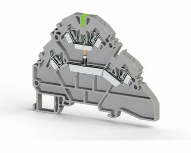 фото Klemsan Клеммник 2-х ярусный пружинный, 2,5 мм.кв., с индикацией 24 VAC, (серый); YBK2,5-2 FLD 24VAC