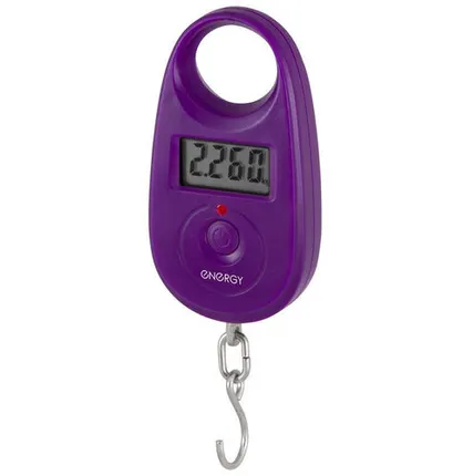 Фото №0 Безмен эл. BEZ-150 до 25 кг, дел. 5 г, фиолетовый, ЖК дисплей (2 х CR2032 в компл.) Energy