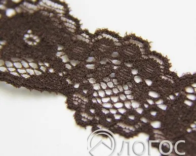 фото Кружево стрейч гипюр Е 150 30 мм, И, коричневый