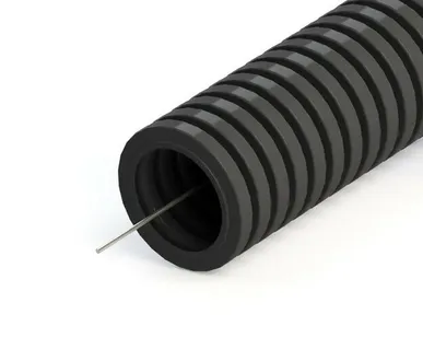 фото Труба ПНД гофрированная D16мм (бухта 25м) с протяжкой черная