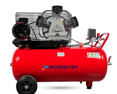 фото Компрессор ROSSVIK СБ4/С-100.LB40, 580 л/мин, 10 бар, ресивер 100 л, 380 В/3 кВт, красный