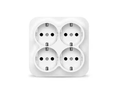 фото Розетка 4-м ОП 16А IP20 с заземл. бел. квадрат IONICH 1449