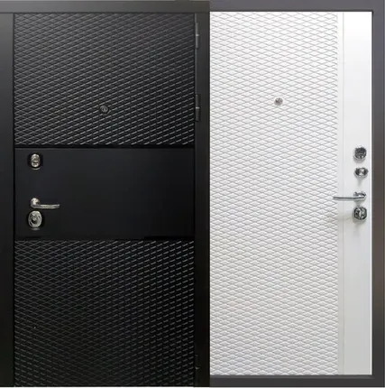 Фото №0 Входная дверь Тефлон черный кварц-белый снег