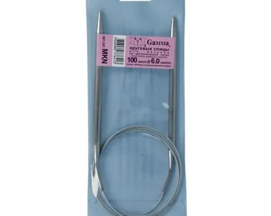 фото Спицы круговые MKN сталь (d 6.0 мм)/100 см, с металл. леской, Gamma
