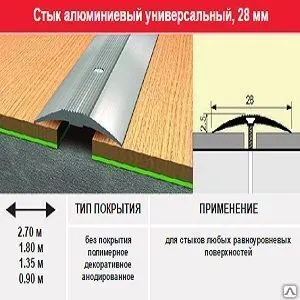 фото Стык 28мм универсальный (0,9м) (0,9 м, 28 мм, дуб Эдельвейс)