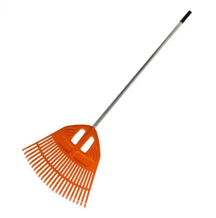 Фото №0 Грабли веерные 23 зуба пластмассовые цветные с алюм черенком