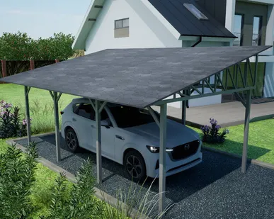 фото Односкатный навес №33 из гибкой черепицы 3,9х6,25 м