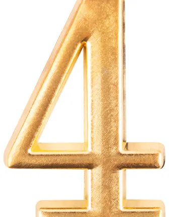 Фото №0 Цифра для обозначения номера квартиры, металлическая Золото "4" FIT 67294