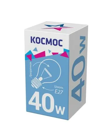 Фото №0 Лампа накаливания 40Вт A50/A55 прозрачная E27 230В КОСМОС LKsmSt55CL40E27v2