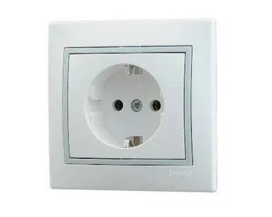 фото Розетка 1-м СП Мира с/з керам. бел/сер.