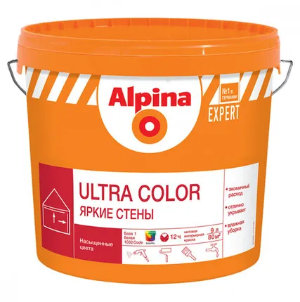 Фото №0 Alpina Expert Ultra Color / Альпина Эксперт Яркие Стены краска для внутренних работ 9л