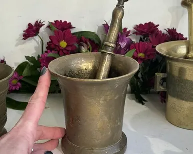 фото Ступка с пестиком 12 см латунь