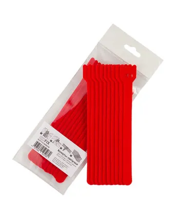 Фото №0 Хомуты-липучки 150x12мм (упак: 10 шт / 1 цвет / красный)