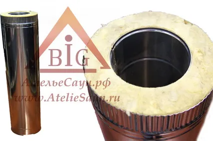 Фото №3 Труба сэндвич D120/220 мм L = 1,0 м (нерж. 0,5/0,8 мм AISI 304 внутри)