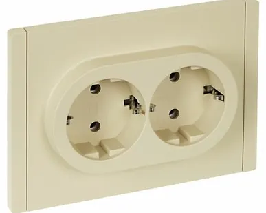 фото FORTE&PIANO Розетка 2-местная с заземлением без защитных шторок безвинтовое крепление 16А FP424 ваниль IEK