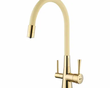 фото Смеситель Lemark Comfort LM3075G-Beige для кухни с гибким изливом, с подключением к фильтру с питьевой водой