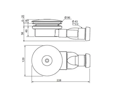 фото Сифон для поддона Cezares CZR-03-90 универсальный